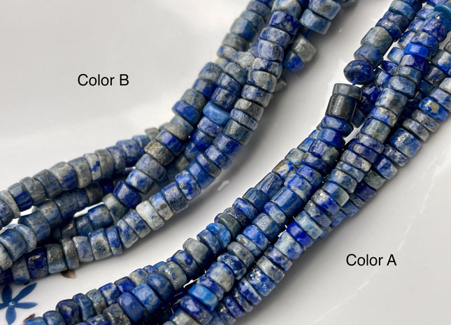 4mm 5mm 6mm Rondelle Heishi Tire Shape Natural Blue Lapis Gemstone Beads Genuine Quality Rondelle Lapis Loose Beads 13 Inches #4443