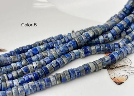 4mm 5mm 6mm Rondelle Heishi Tire Shape Natural Blue Lapis Gemstone Beads Genuine Quality Rondelle Lapis Loose Beads 13 Inches #4443