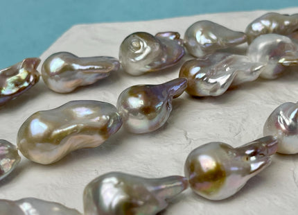 15-18x30 mm AAA Rare Natural Seaweed Pink Baroque Pearl Genuine High Luster Quality Pearl With Iridescent Color #P3036