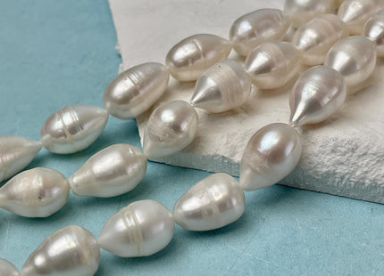 12x17-18 mm AA Natural White Tear-Drop Rice Shape Freshwater Pearl Beads Genuine Natural Color Freshwater Pearls #P3059
