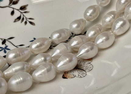 12x17-18 mm AA Natural White Tear-Drop Rice Shape Freshwater Pearl Beads Genuine Natural Color Freshwater Pearls #P3059