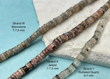 5-9 mm Smooth Heishi Tyre Opal Jasper Quartz Amazonite Aquamarine Onyx Gemstone Beads Genuine Natural Mixed Gemstones 8 Inches Strand #4723