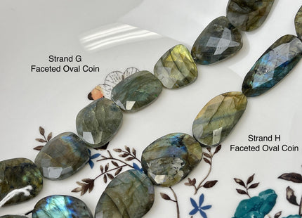 9-20x10-33mm AAA 1Labradorite Gemstone Beads Mixed Smooth or Faceted Coin Oval Shape Genuine Quality Blue Flash Labradorite 8 Inches #4724