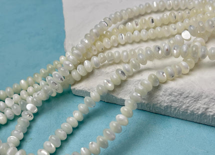 4x6 mm Smooth Rondelle Natural Mother of Pearl Gemstone Beads Genuine White MOP Beads 15.5 Inches Strand #4697