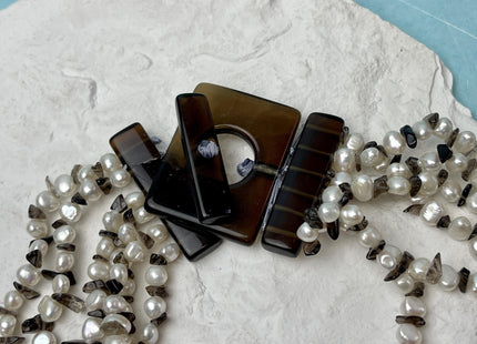 20 inch Multi Strand 6-7mm Pearl Nugget Necklace with Large Topaz Toggle Clasp, Genuine Pearl Necklace, Bridal Pearl Necklace #316