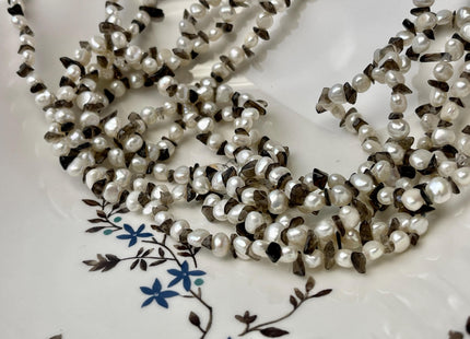 20 inch Multi Strand 6-7mm Pearl Nugget Necklace with Large Topaz Toggle Clasp, Genuine Pearl Necklace, Bridal Pearl Necklace #316