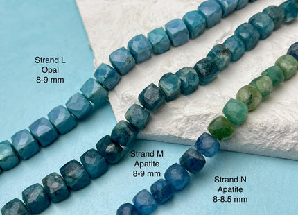 7-10 mm Faceted Square Cube Opal Jasper Quartz Amazonite Aquamarine Gemstone Beads Genuine Natural Mixed Gemstones 8 Inches Strand #4725