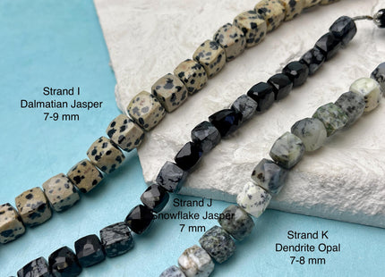 7-10 mm Faceted Square Cube Opal Jasper Quartz Amazonite Aquamarine Gemstone Beads Genuine Natural Mixed Gemstones 8 Inches Strand #4725