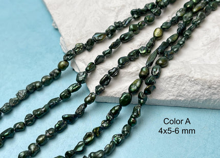 4-5x6-7 mm Rice Nugget Dark Olive Green Color Keshi Freshwater Pearls Genuine Freshwater Keshi Nugget Pearls #P3209