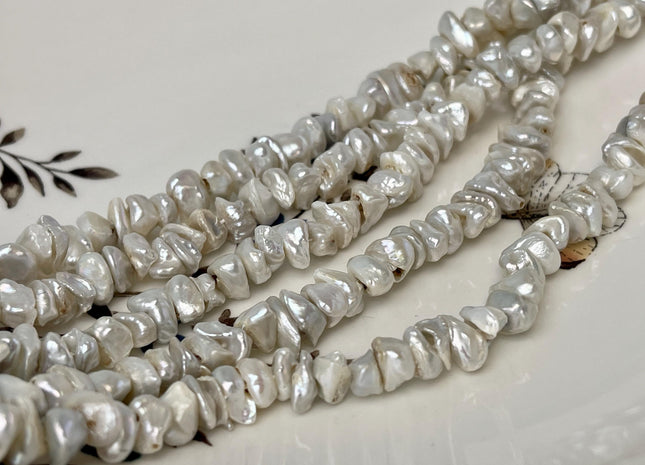7-10 mm Natural White Rare Keshi Freshwater Pearl Beads Center Drilled Keshi Rondelle Genuine Freshwater Pearls C Grade #P3062