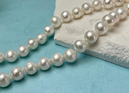 16/18/20/22/24/26 Inches Hand Knotted 9 mm AAA Freshwater Pearl Necklace Natural White High Luster Pearl Necklace W/Lobster Clasp #P3064