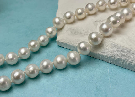 16/18/20/22/24/26 Inches Hand Knotted 9 mm AAA Freshwater Pearl Necklace Natural White High Luster Pearl Necklace W/Lobster Clasp #P3064