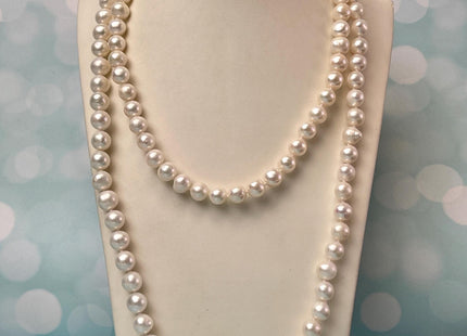 16/18/20/22/24/26 Inches Hand Knotted 9 mm AAA Freshwater Pearl Necklace Natural White High Luster Pearl Necklace W/Lobster Clasp #P3064