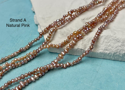1.8-2 mm Natural Mauve Pink Tiny Potato Pearl Genuine Freshwater Seed Pearl Beads B or C Grade #P3066