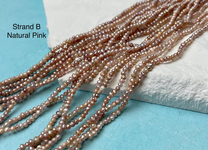 1.8-2 mm Natural Mauve Pink Tiny Potato Pearl Genuine Freshwater Seed Pearl Beads B or C Grade #P3066