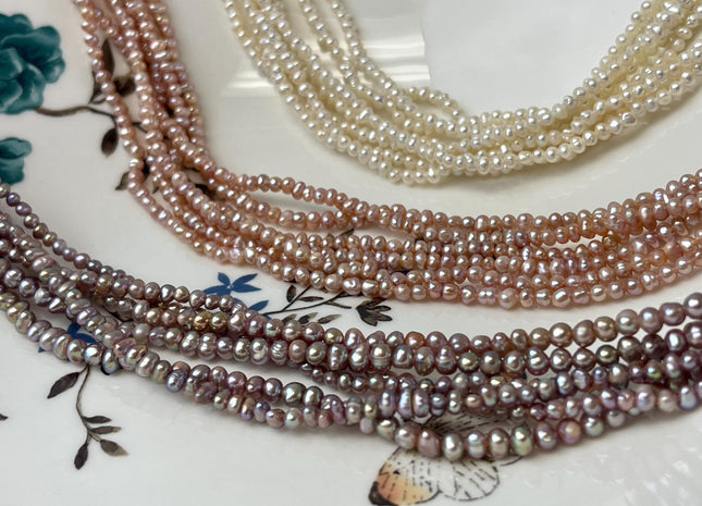 2x3 mm AA Natural Mauve Pink or White Potato Nugget Freshwater Seed Pearls Genuine Rare High Luster Tiny Potato Nugget Pearl Beads #P3067