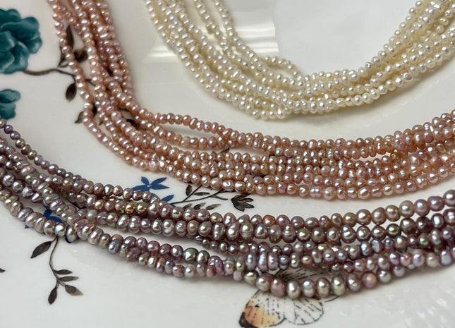 2x3 mm AA Natural Mauve Pink or White Potato Nugget Freshwater Seed Pearls Genuine Rare High Luster Tiny Potato Nugget Pearl Beads #P3067