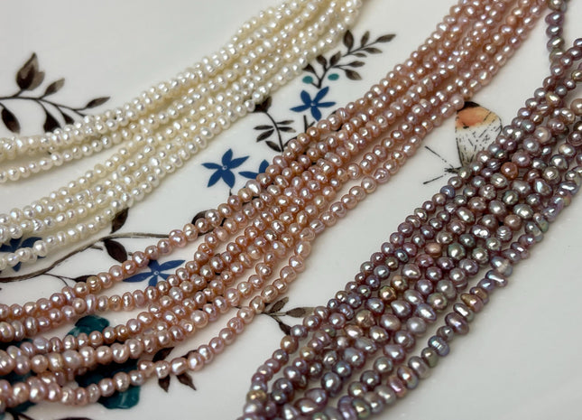 2x3 mm AA Natural Mauve Pink or White Potato Nugget Freshwater Seed Pearls Genuine Rare High Luster Tiny Potato Nugget Pearl Beads #P3067
