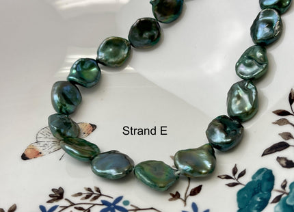 14-16 mm AAA Forest Green Color Jumbo Keshi Freshwater Pearl Beads Center Drilled Very Rare High Luster Huge Paddle Keshi Pearl #P3210