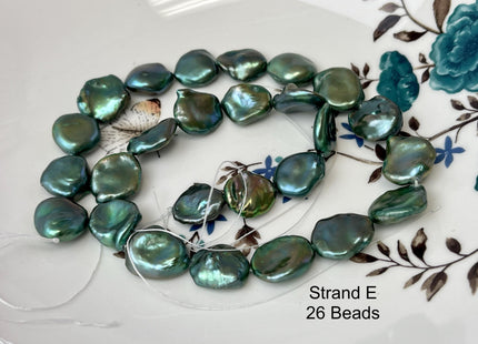 14-16 mm AAA Forest Green Color Jumbo Keshi Freshwater Pearl Beads Center Drilled Very Rare High Luster Huge Paddle Keshi Pearl #P3210