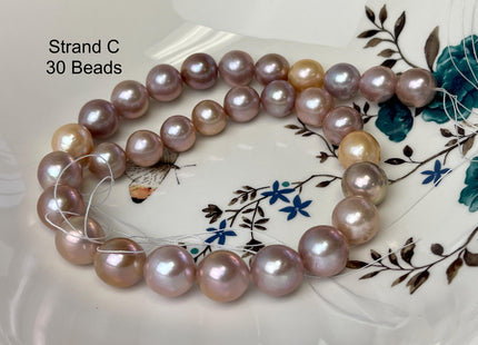 12-14mm AAAA Very Rare Natural Mauve Pink Freshwater Round Edison Pearl Bead High Luster Genuine Purple Edison Pearl 29-30 Beads #P3206