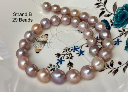 12-14mm AAAA Very Rare Natural Mauve Pink Freshwater Round Edison Pearl Bead High Luster Genuine Purple Edison Pearl 29-30 Beads #P3206