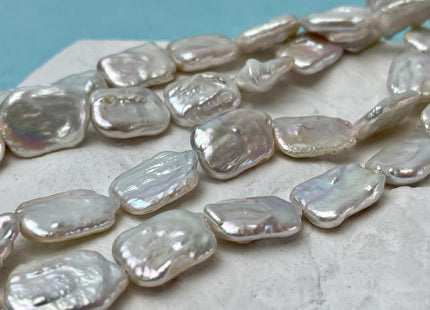 14-15x18-20 mm Natural White Rectangle Coin Freshwater Pearl Beads Half Strand Genuine Rectangular Coin Freshwater Pearls 8-10 Pieces #P3192