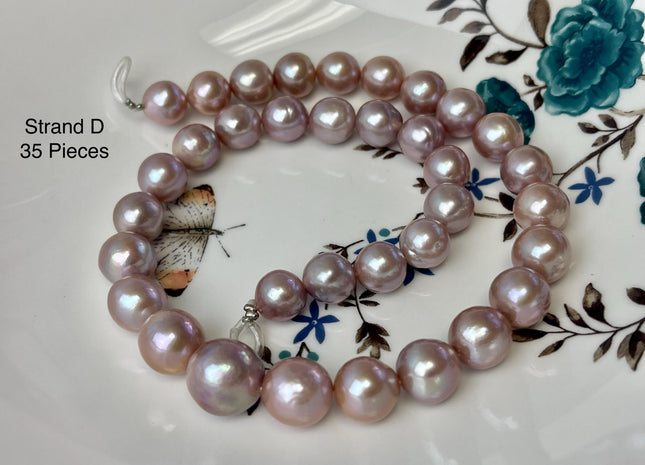 10-14 mm AAAA Very Rare Natural Mauve Pink Freshwater Round Edison Pearl Bead High Luster Genuine Purple Edison Pearl 35 Beads #P3193