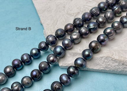 9-10 mm Blue Peacock Potato Freshwater Pearls Genuine Very Rare Blue Peacock Freshwater Pearls 42-45 Beads #P3195