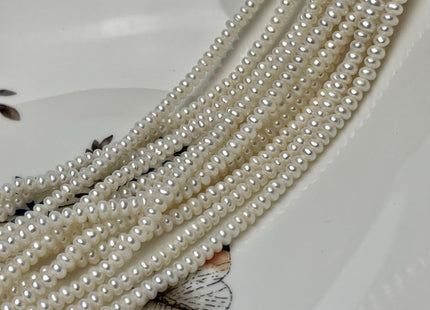 2x4mm AAA Large Hole Natural White Round Button Freshwater Pearls Hole Size 1.2 mm Genuine High Luster Seed Pearl 7.5 Inches #P3073