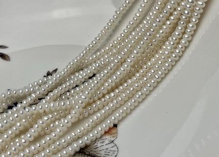 2x4mm AAA Large Hole Natural White Round Button Freshwater Pearls Hole Size 1.2 mm Genuine High Luster Seed Pearl 7.5 Inches #P3073
