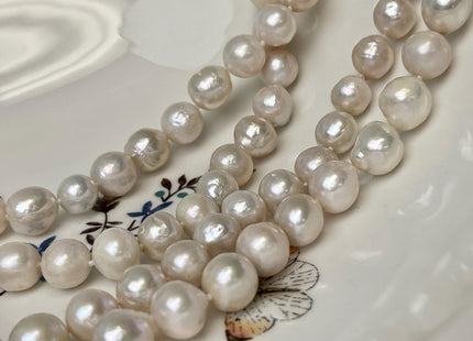 16"/18"/20"/24" 10-11mm White Baroque Pearl Necklace Hand Knotted White Edison Pearl Necklace Bridal Pearl Necklace #P3074
