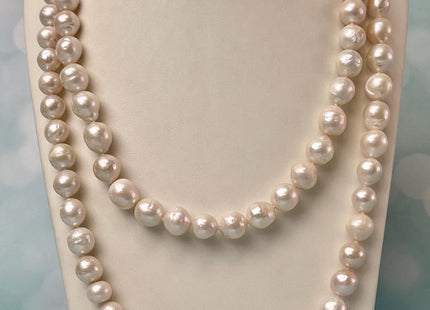 16"/18"/20"/24" 10-11mm White Baroque Pearl Necklace Hand Knotted White Edison Pearl Necklace Bridal Pearl Necklace #P3074