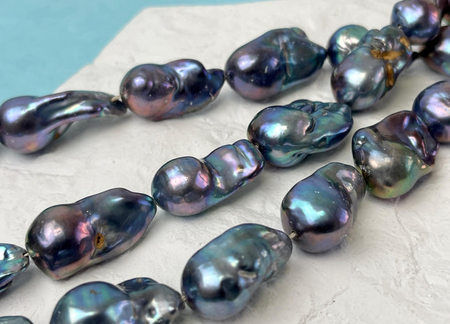 15-18x25-30 mm AA Blue Peacock Baroque Freshwater Pearl Beads Genuine Rare Cultured High Luster Baroque Pearls #P3075