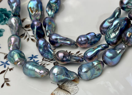 15-18x25-30 mm AA Blue Peacock Baroque Freshwater Pearl Beads Genuine Rare Cultured High Luster Baroque Pearls #P3075