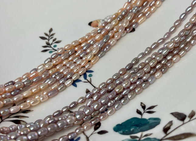 3x5 mm AAA Natural Mauve Pink Rice Tiny Seed Freshwater Pearl High Luster Seed Freshwater Pearl Genuine Top Quality Pearls #P3076