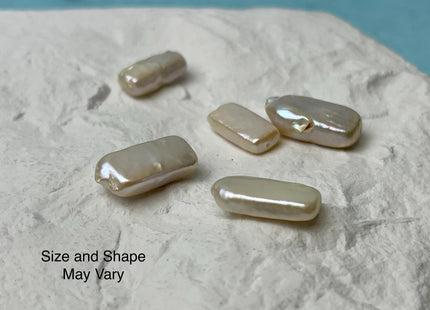 3 Pieces 10-12x20 mm AA Natural White Rectangle Coin Freshwater Pearl Beads Genuine High Luster Coin Freshwater Pearls #P2486-A