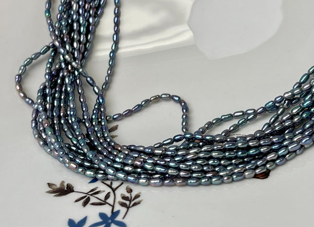 2x3-4 mm 3x5-6 mm AAAA Blue Rainbow Peacock Color Rice Tiny Seed Freshwater Pearls High Luster Seed Freshwater Pearls #P3080