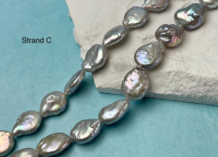 10-12 mm AA Gray Color Coin Freshwater Pearl Beads Genuine High Luster Tear Drop Shape Freshwater Coin Pearls #P3038