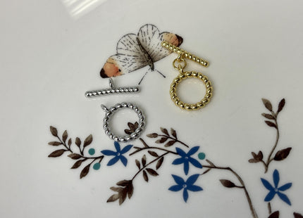 14 mm Yellow and White Gold Plated Brass Toggle Clasp Genuine Toggle Findings With Round Coiled Shape Design DIY Jewelry #10327