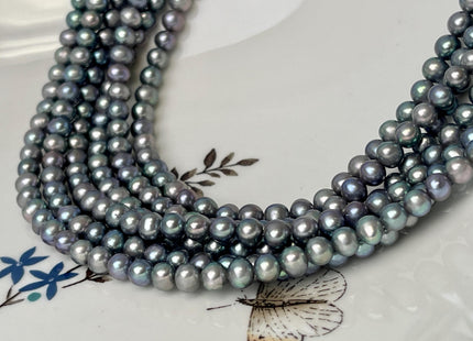 4.5-5 mm AAA Gray Peacock Color Freshwater Pearl Bead Genuine Peacock Off Round Freshwater Pearls 88 Beads #P3213