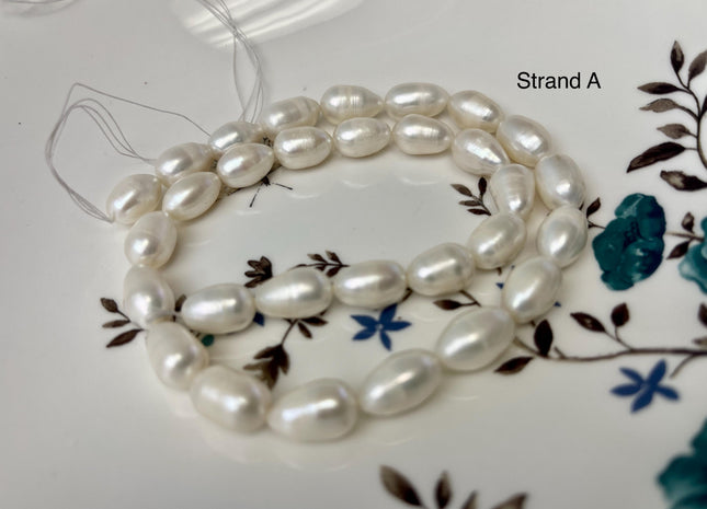 8-9x10-14 mm Natural White Freshwater Pearl Rice/Oval Shape Pearl Beads Genuine High Quality Freshwater Pearls #P3199