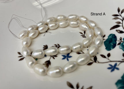 8-9x10-14 mm Natural White Freshwater Pearl Rice/Oval Shape Pearl Beads Genuine High Quality Freshwater Pearls #P3199