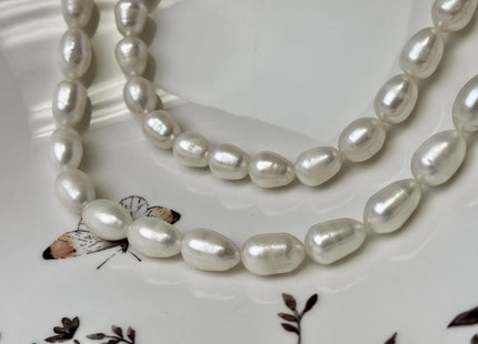 8-9x10-14 mm Natural White Freshwater Pearl Rice/Oval Shape Pearl Beads Genuine High Quality Freshwater Pearls #P3199