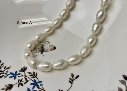 8-9x10-14 mm Natural White Freshwater Pearl Rice/Oval Shape Pearl Beads Genuine High Quality Freshwater Pearls #P3199