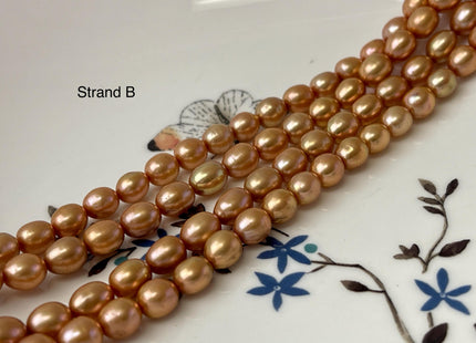 5.5-6x7 mm AAA Copper Brown Orange Champagne Color Freshwater Rice/Oval Pearls Genuine High Luster Freshwater Rice Pearl Beads #P3201