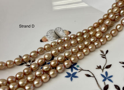 5.5-6x7 mm AAA Copper Brown Orange Champagne Color Freshwater Rice/Oval Pearls Genuine High Luster Freshwater Rice Pearl Beads #P3201