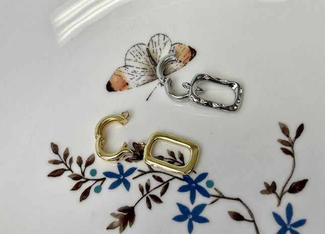 11x18 mm Yellow and White Gold Plated Brass Antique Rectangular Shape Clasp DIY Jewelry #10328