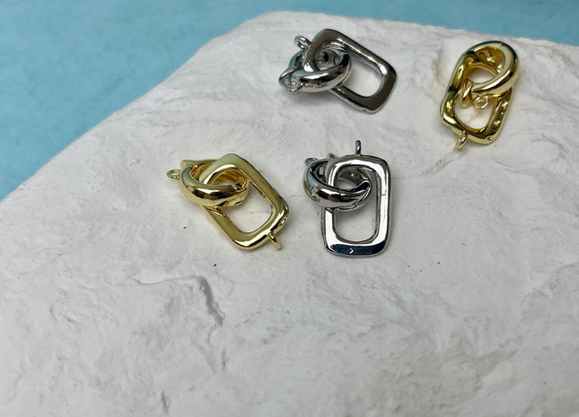 11x18 mm Yellow and White Gold Plated Brass Antique Rectangular Shape Clasp DIY Jewelry #10328