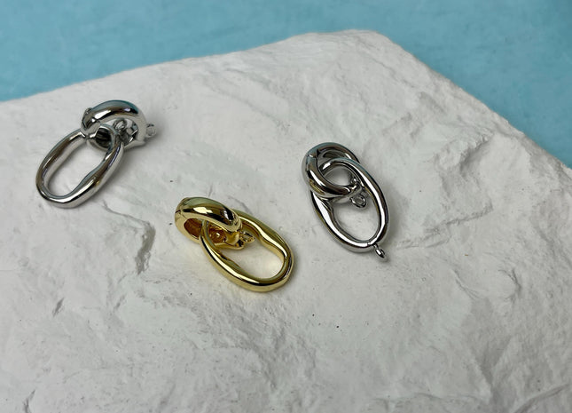 12x20 mm Yellow and White Gold Plated Brass Antique Rectangular Shape Clasp DIY Jewelry #10329